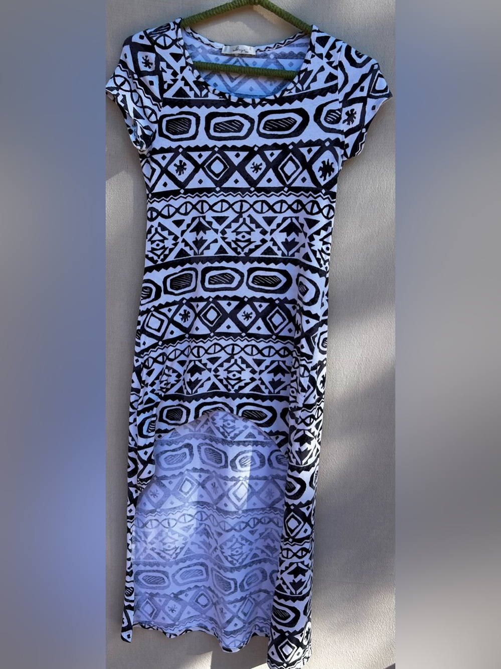 gaze Black and White Geo-Print Midi Dress